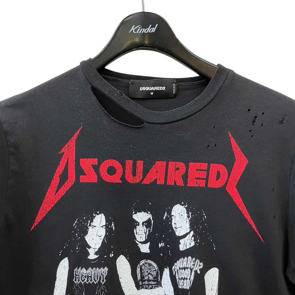 ダメージ加工 バンドTシャツオマージュプリントTシャツS72GD0011