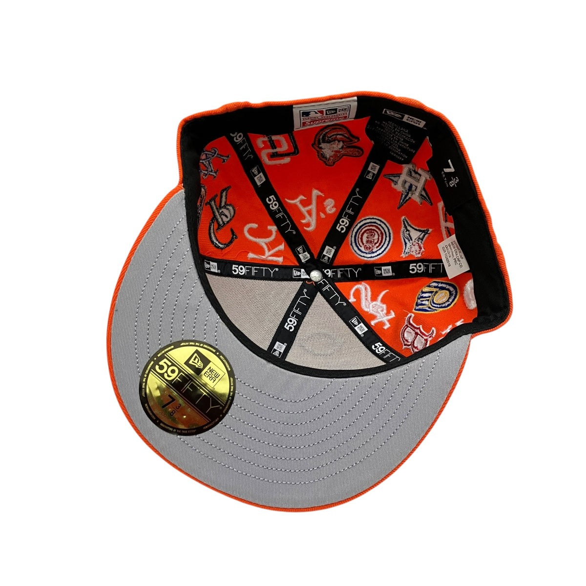 希少 Supreme 地図柄 キャップ NEW ERA 7 5/8 Supreme×New Era×MLB MLB New Era Orange総柄キャップ オレンジ サイズ