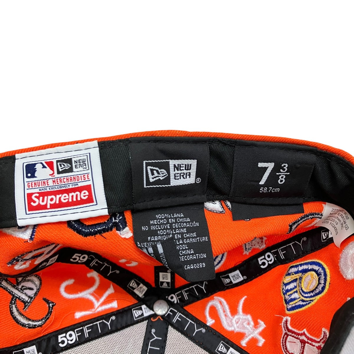 Supreme×New Era×MLB MLB New Era Orange総柄キャップ オレンジ サイズ