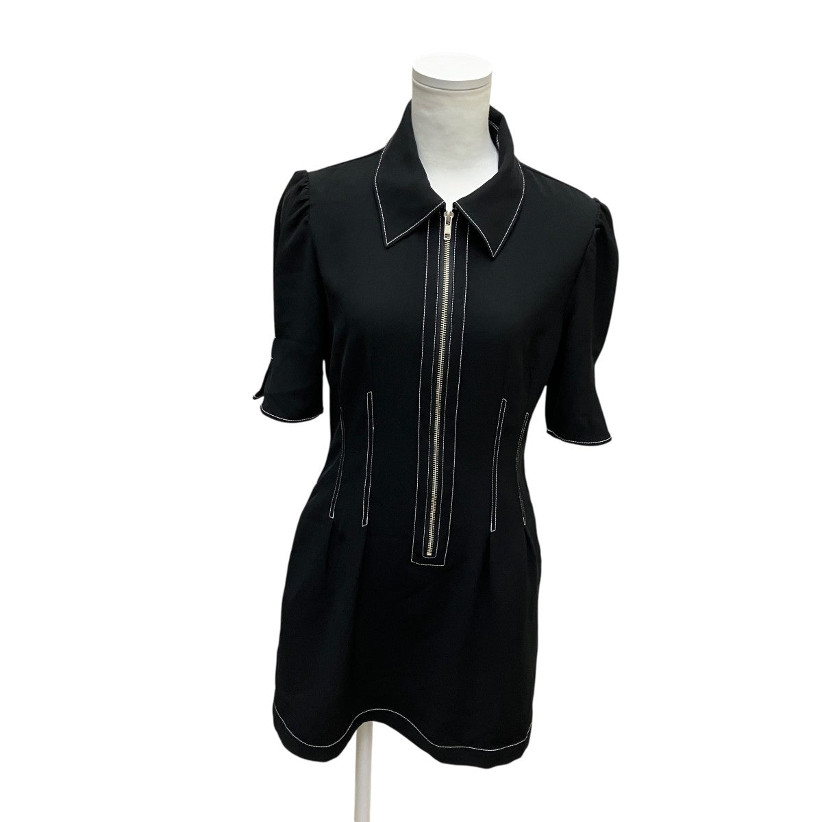 FRONT ZIP TUCK ショートワンピース半袖ワンピース030HSR33-0301