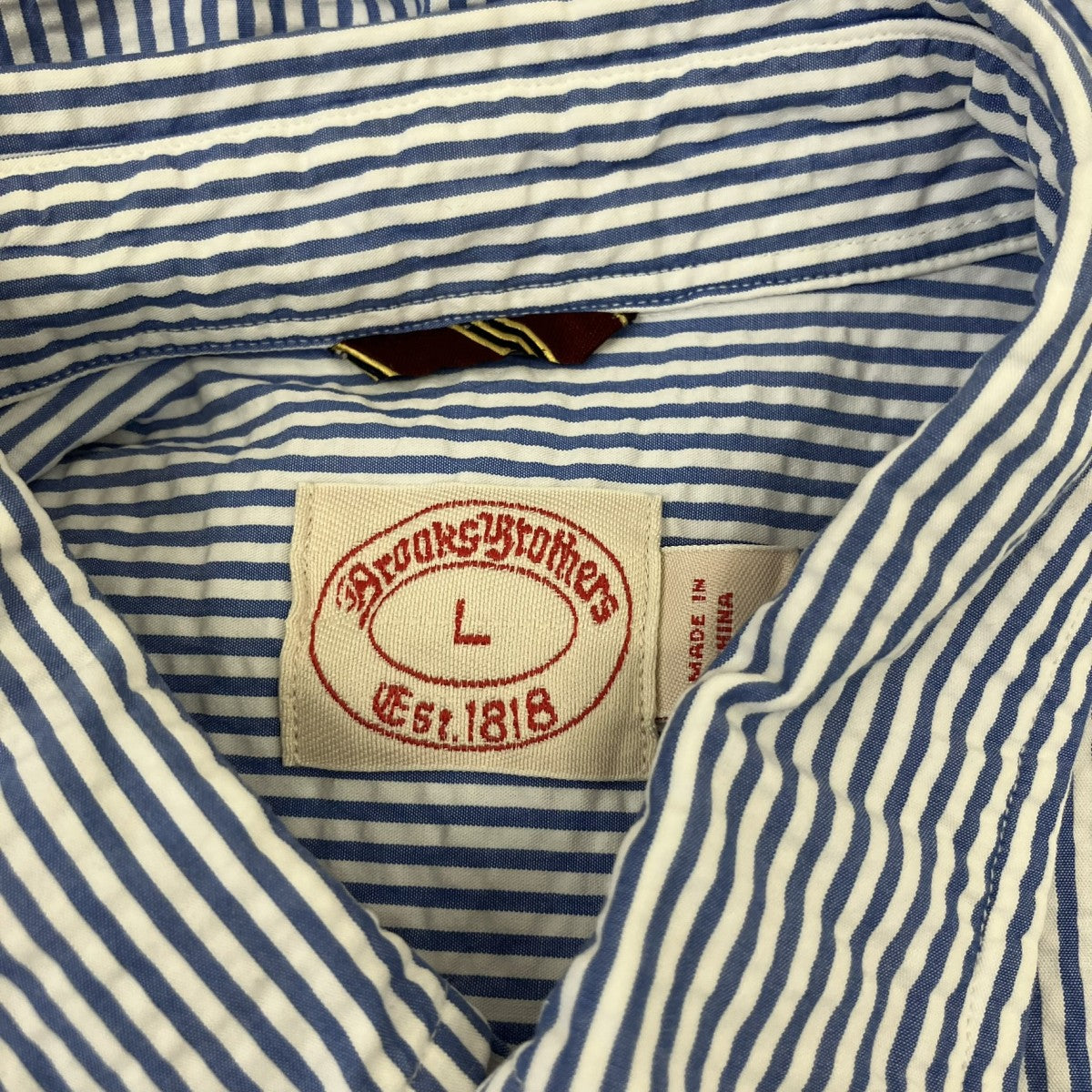 ストライプシアサッカーボタンダウンシャツ