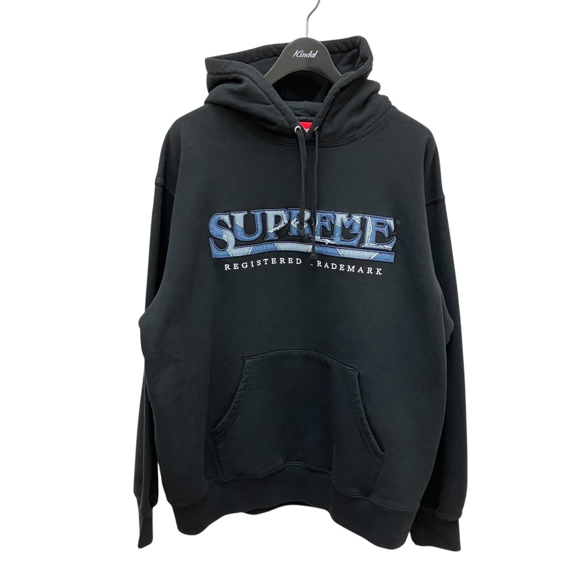 Denim Logo Hooded Sweatshirt 半タグ付プルオーバーパーカー