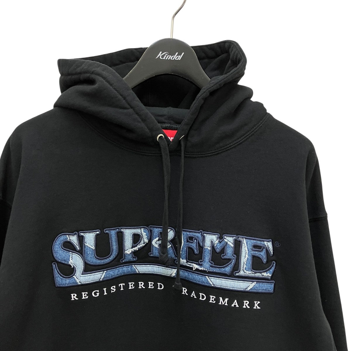 Denim Logo Hooded Sweatshirt 半タグ付プルオーバーパーカー