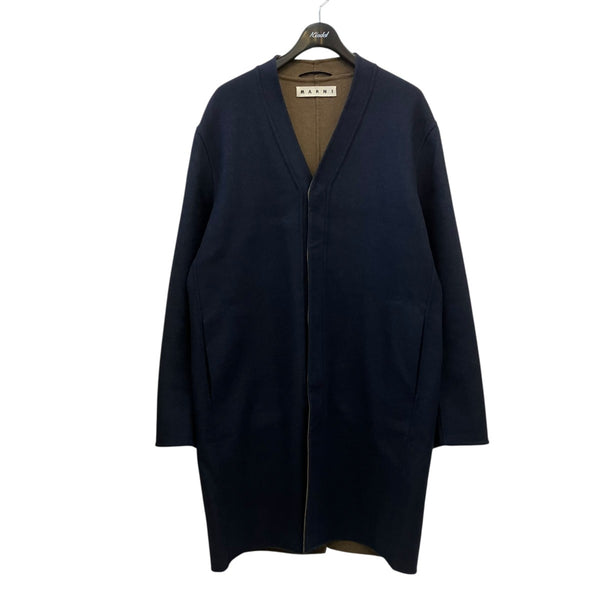 MARNI ロングコート ネイビー/ブラウン/イエロー　48 MARNI(マルニ) ロングコートM05AA0034 M05AA0034 ネイビー サイズ 48