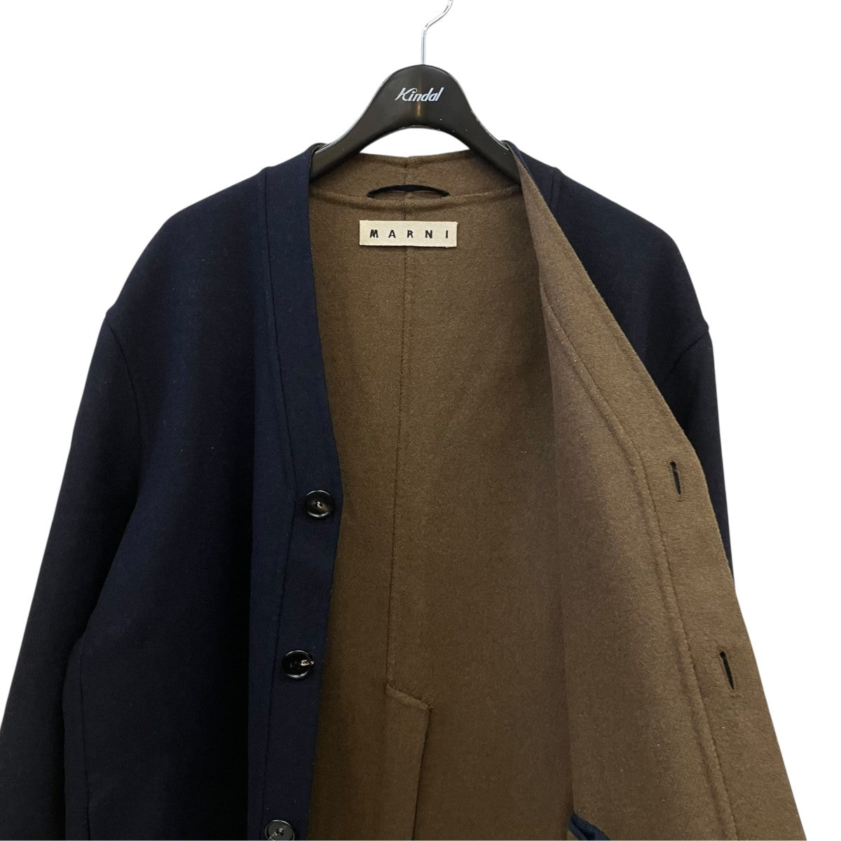 MARNI ロングコート ネイビー/ブラウン/イエロー　48 MARNI(マルニ) ロングコートM05AA0034 M05AA0034 ネイビー サイズ 48