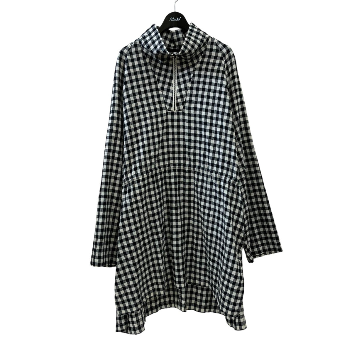 チェックハーフジップリネン混プルオーバーブラウスFR0109P0