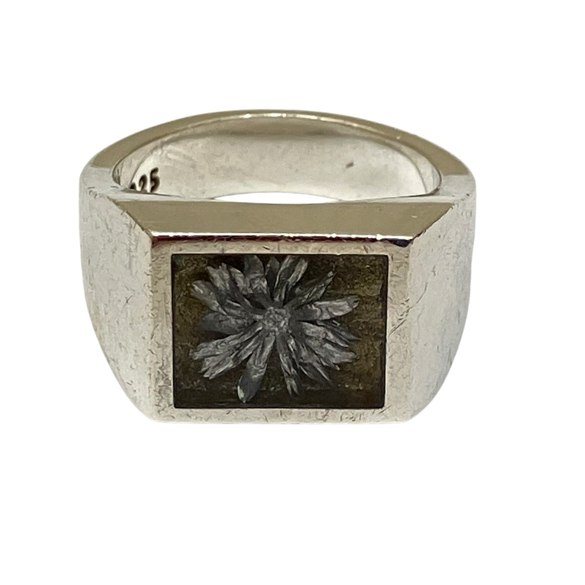 XOLO JEWELRY Signet Ring with Gray ＆ Gold Flowerシルバーリング 古着・中古-1枚目のアイテム画像
