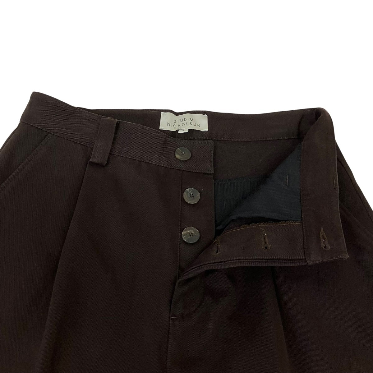 STUDIO NICHOLSON BIONDAPLEAT TAPERED PANTSタックパンツSNM-350 古着・中古-3枚目のアイテム画像