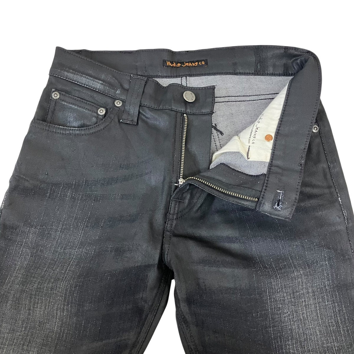 コーティング加工デニムパンツ