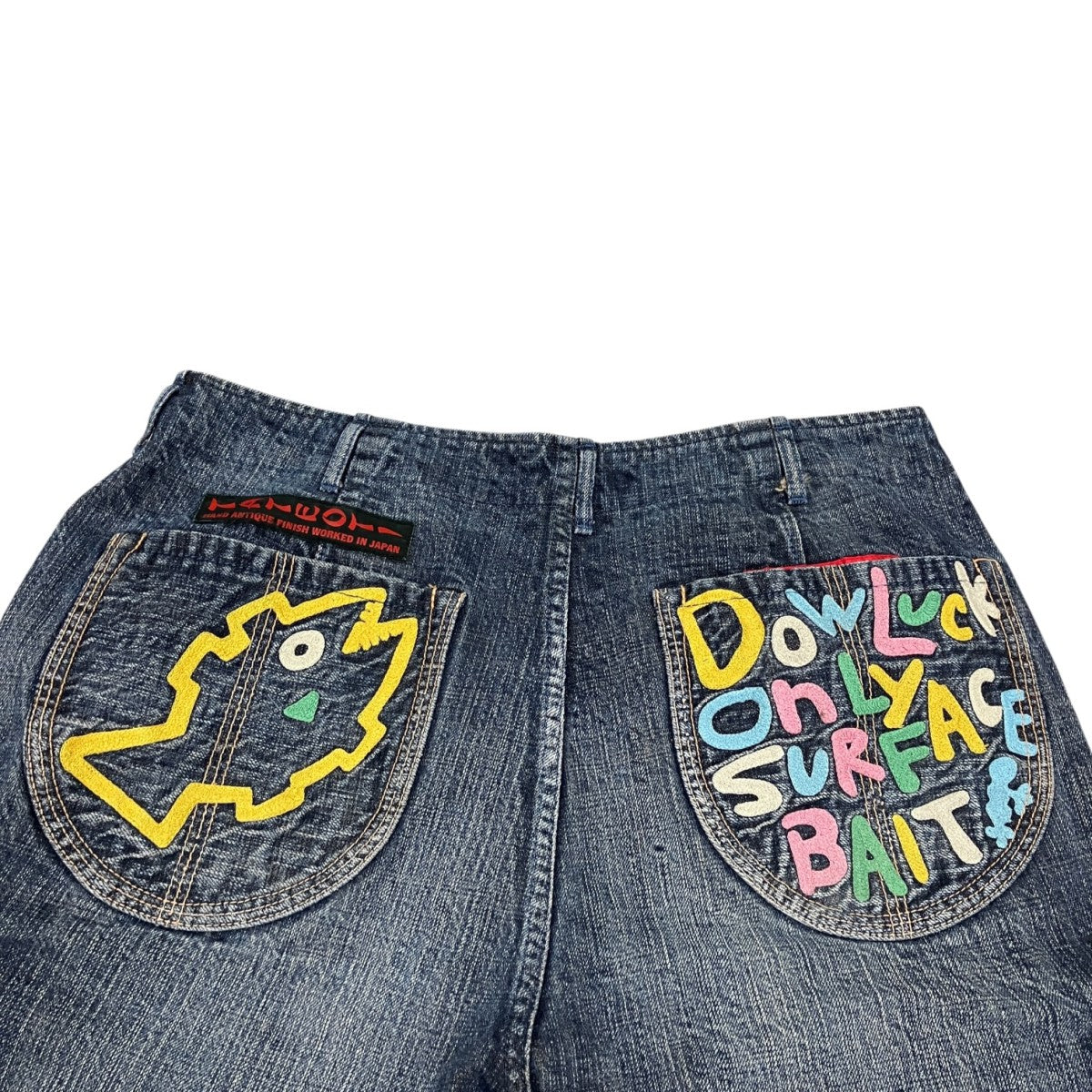 バックポケット刺繍デニムカーゴパンツ