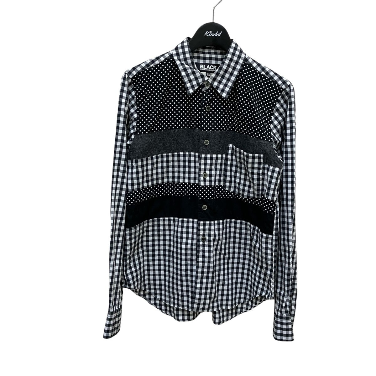 BLACK COMME des GARCONS チェック×ドットパッチワークシャツ1J-B011 古着・中古-1枚目のアイテム画像