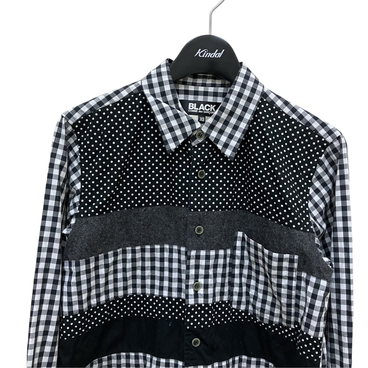 BLACK COMME des GARCONS チェック×ドットパッチワークシャツ1J-B011 古着・中古-2枚目のアイテム画像