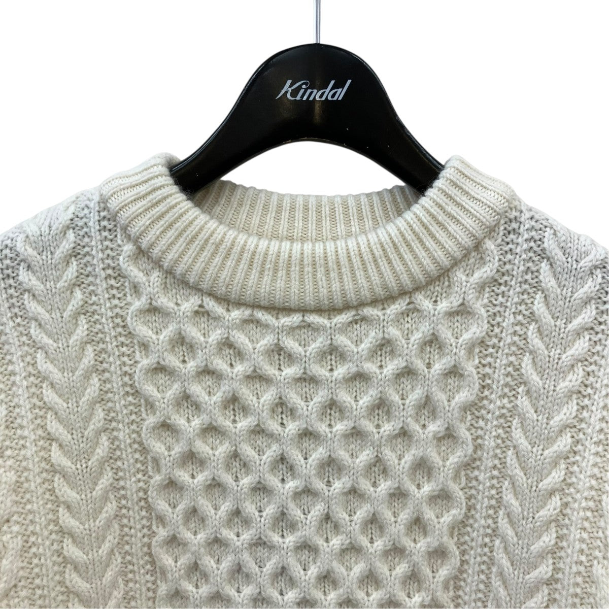 ケーブルニット95-234-024 REBORN WOOL ARAN KNIT P/O 10 WHITE