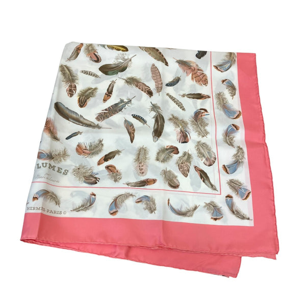 HERMES(エルメス) シルクスカーフｶﾚ90 PLUMES ｶﾚ90 PLUMES ピンク