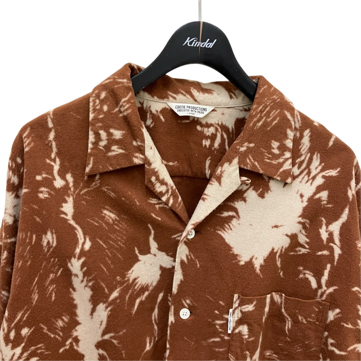 COOTIE PRODUCTIONS 21FW Wolf Print Nel Open Collar Shirtウルフ柄オープンカラーシャツ 古着・中古-2枚目のアイテム画像