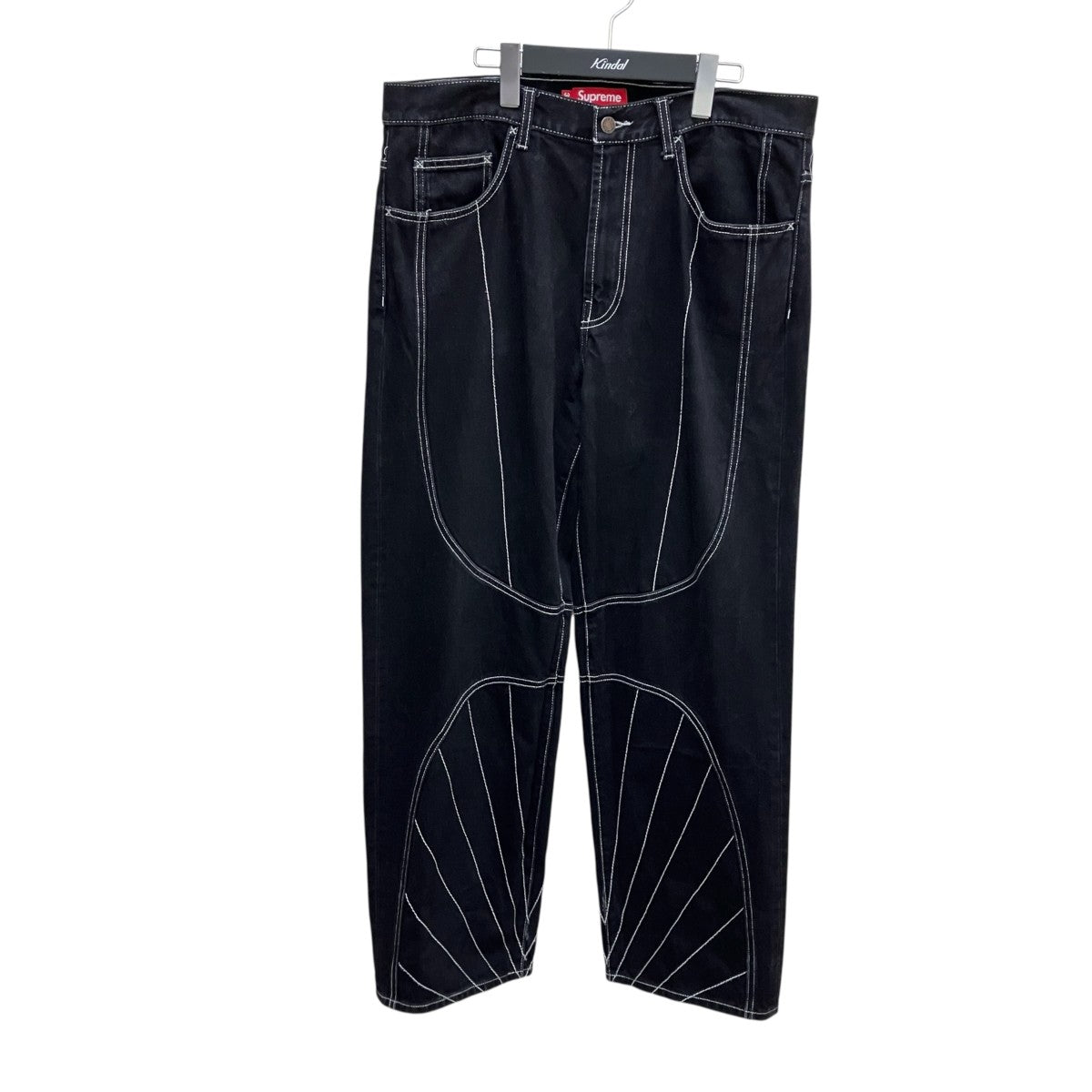 Supreme 23FW Radial Embroidered Loose Fit Jeanブラックジーンズ 古着・中古-1枚目のアイテム画像