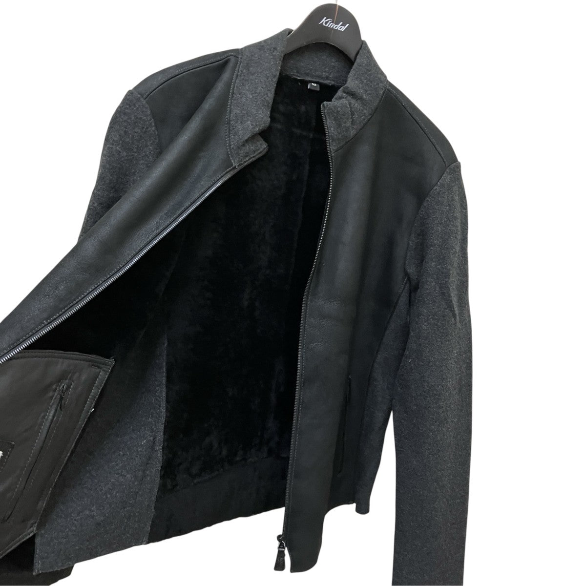 ARMANI COLLEZIONI ムートン切替スタンドカラージャケット 古着・中古-4枚目のアイテム画像