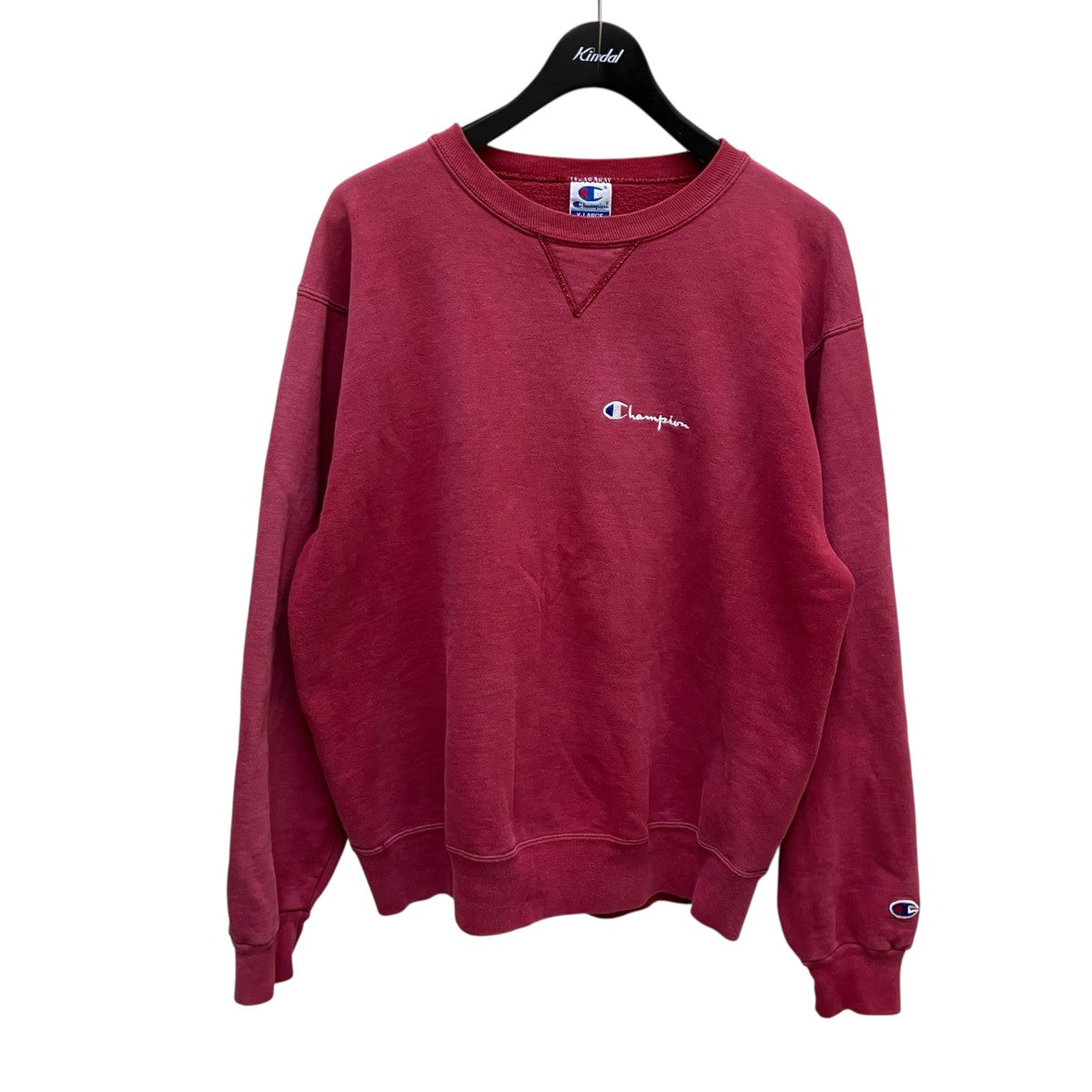 Champion 90’s Vintage 青タグ 胸元ロゴ刺繍前Vガゼットクルーネックスウェット 古着・中古-1枚目のアイテム画像