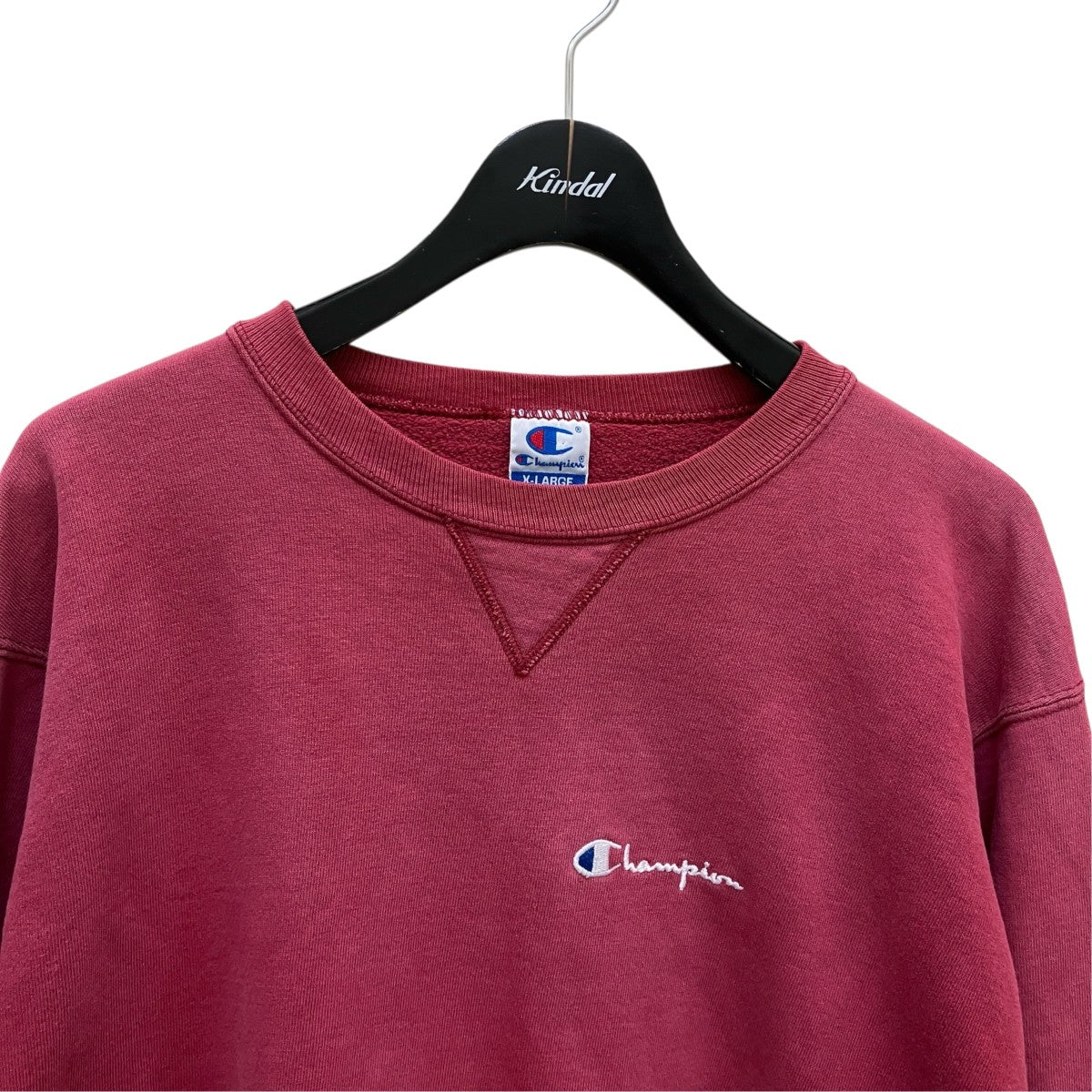 Champion 90’s Vintage 青タグ 胸元ロゴ刺繍前Vガゼットクルーネックスウェット 古着・中古-2枚目のアイテム画像