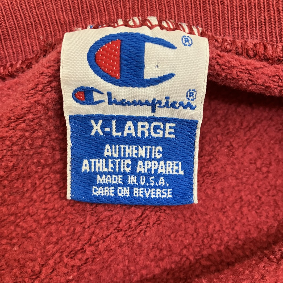 Champion 90’s Vintage 青タグ 胸元ロゴ刺繍前Vガゼットクルーネックスウェット 古着・中古-5枚目のアイテム画像