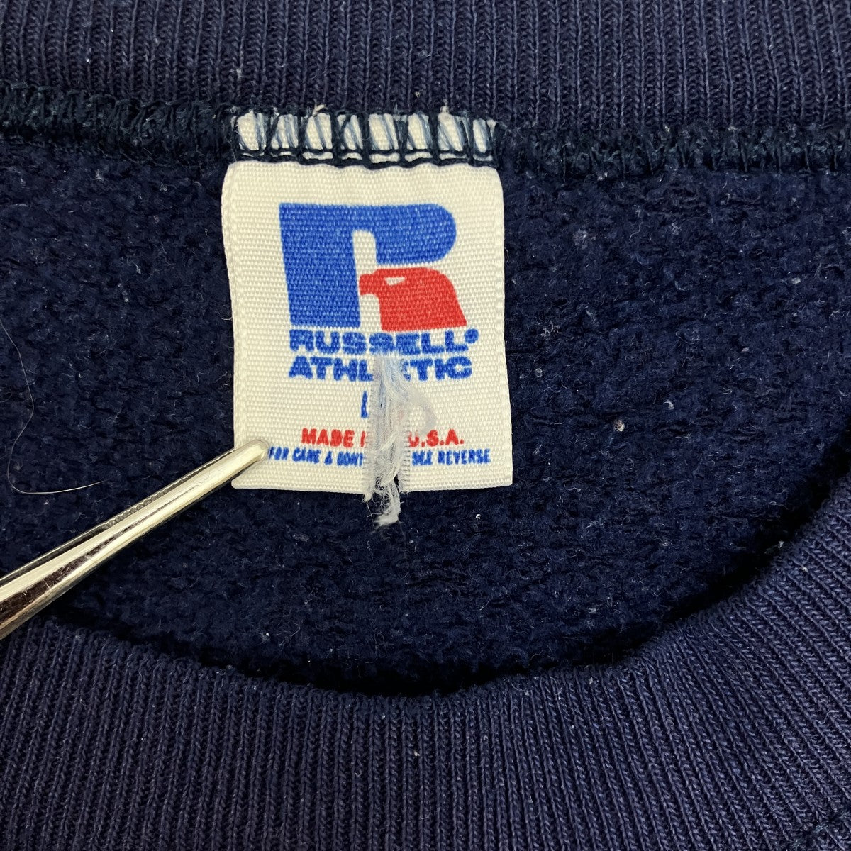 RUSSELL ATHLETIC 90’s Vintage前Vガゼットクルーネックスウェット 古着・中古-6枚目のアイテム画像