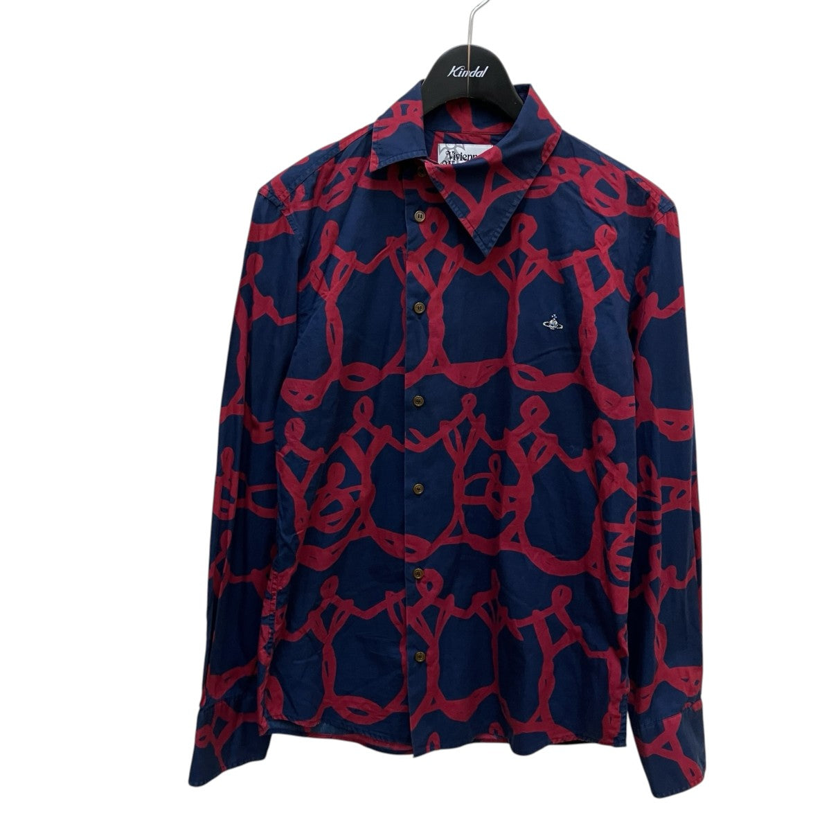 Vivienne Westwood man 総柄アシメトリーシャツ 古着・中古-1枚目のアイテム画像