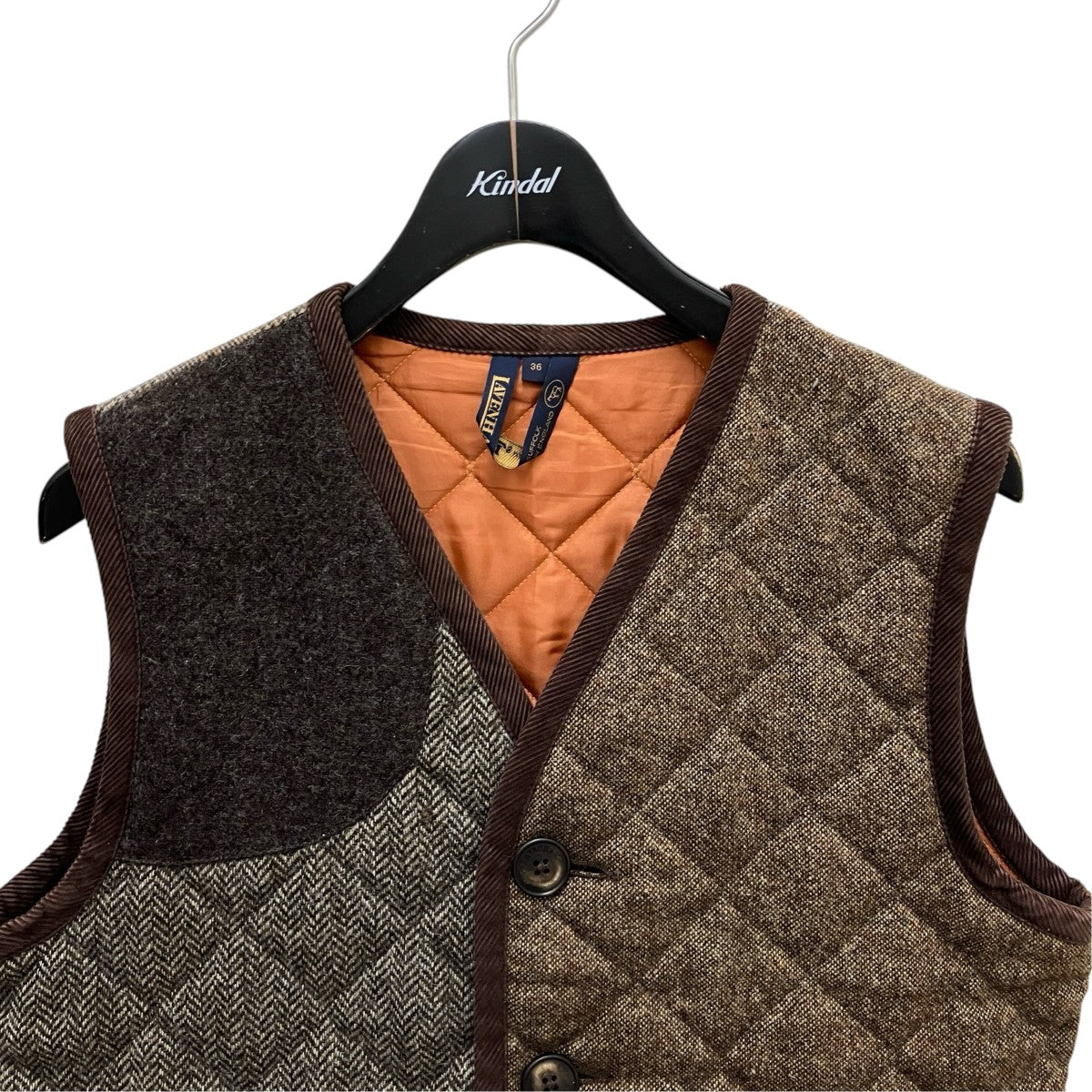 LAVENHAM パッチワークツイードベスト 古着・中古-2枚目のアイテム画像