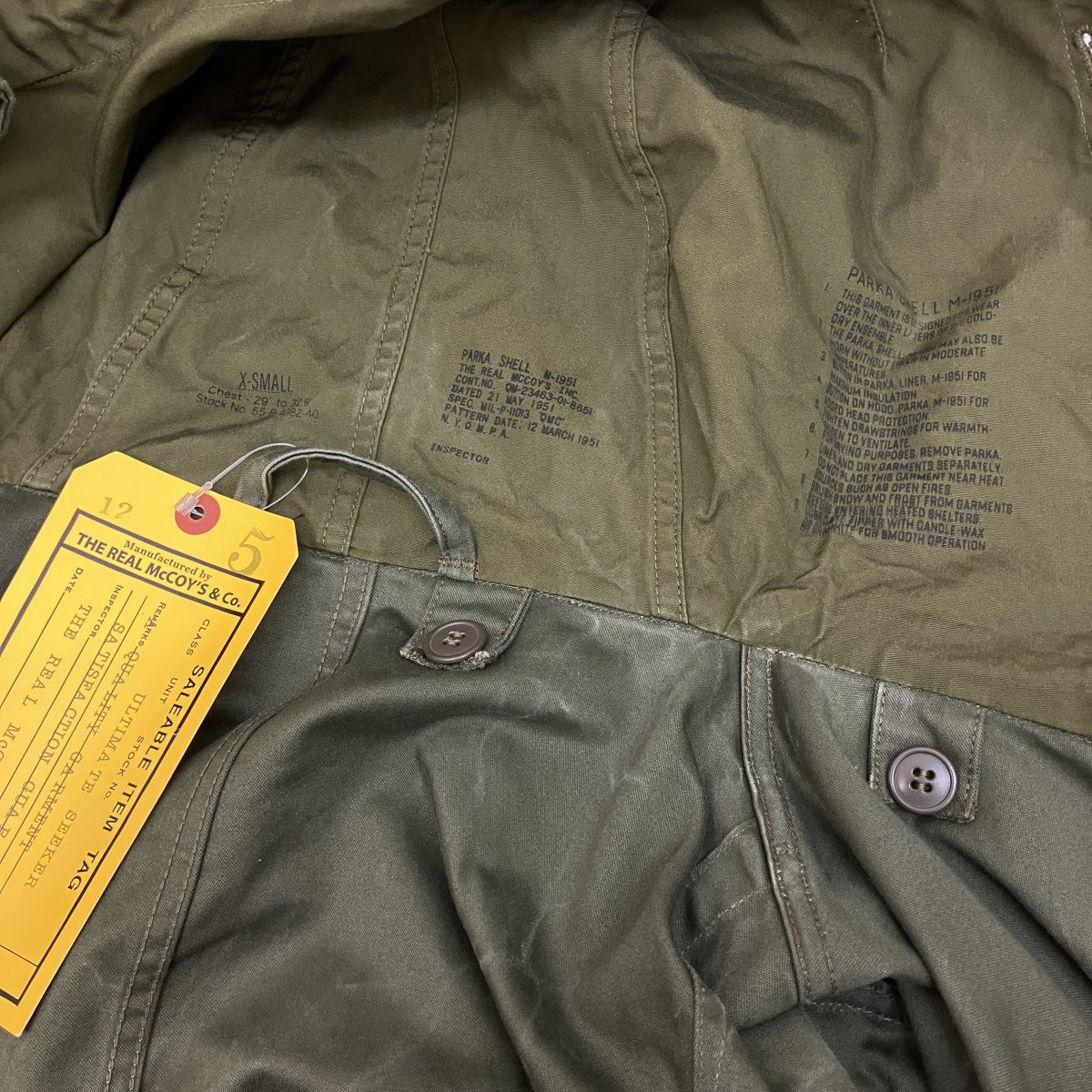 THE REAL McCOY’S PARKA-SHELL， M-1951ジャケットQM-23463-01-8651 古着・中古-6枚目のアイテム画像