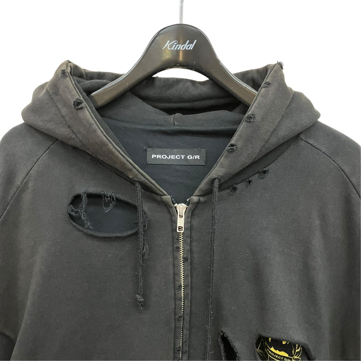 PROJECT G／R Distressed Layer Zip Hoodieダメージジップパーカー 古着・中古-2枚目のアイテム画像
