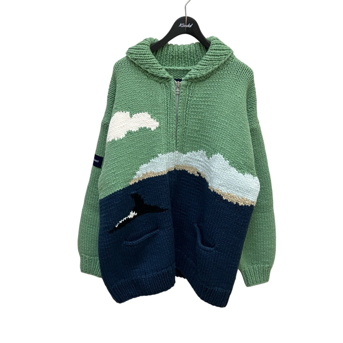 DESCENDANT 23AWSUNKEN COWICHN SWEATERカウチンニットカーディガン 古着・中古-1枚目のアイテム画像
