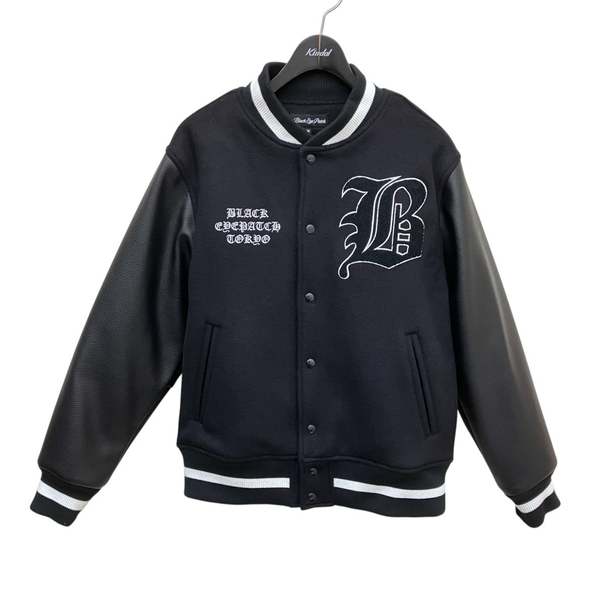 BlackEyePatch OE BIG B MELTON VARSITY JACKET BLACKスタジャン 古着・中古-1枚目のアイテム画像