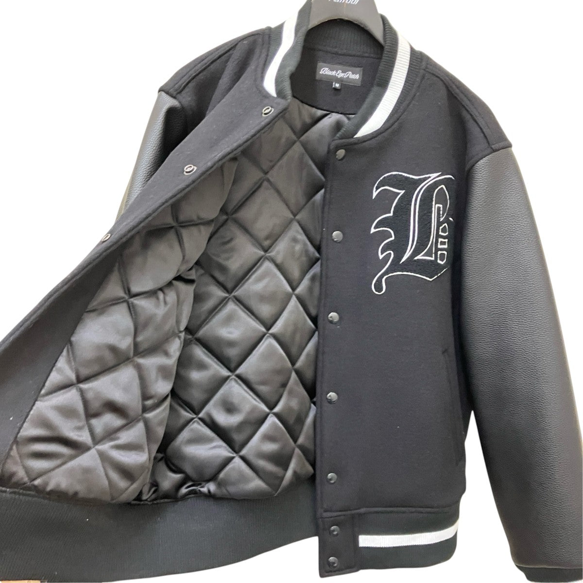 BlackEyePatch OE BIG B MELTON VARSITY JACKET BLACKスタジャン 古着・中古-4枚目のアイテム画像