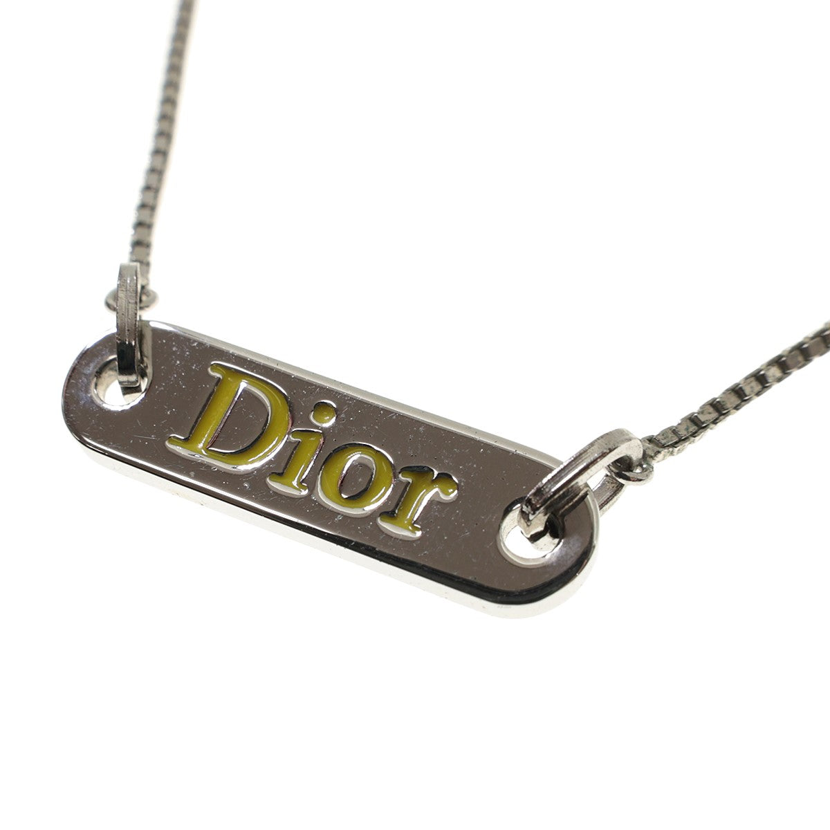 Christian Dior(クリスチャンディオール) ロゴプレートネックレス シルバー×イエロー サイズ 13｜【公式】カインドオルオンライン  ブランド古着・中古通販【kindal】