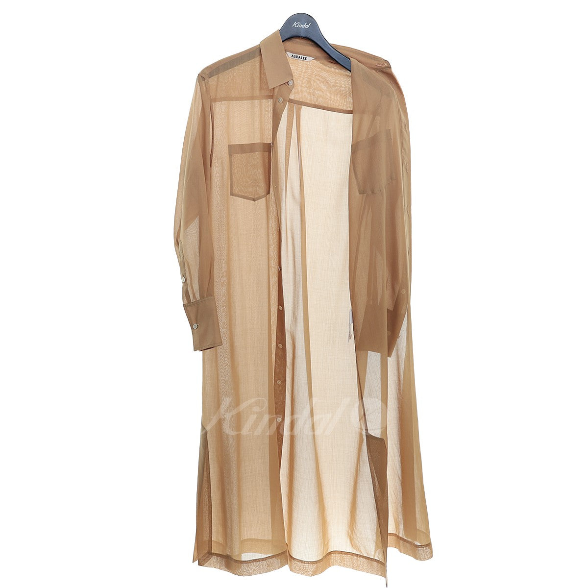 AURALEE(オーラリー) シャツワンピースWOOL Polyester SHEER CLOTH SHIRTS ONEPIECE ブラウン サイズ:0 レディース ワンピース 中古・古着