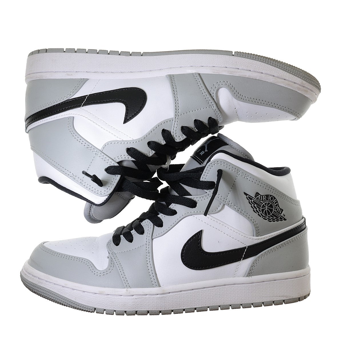 NIKE(ナイキ) AIR JORDAN 1 MID LT SMOKE GLAYエアジョーダン1 ハイカットスニーカー554724-092  554724-092 ライトグレー／ホワイト サイズ 27｜【公式】カインドオルオンライン ブランド古着・中古通販【kindal】