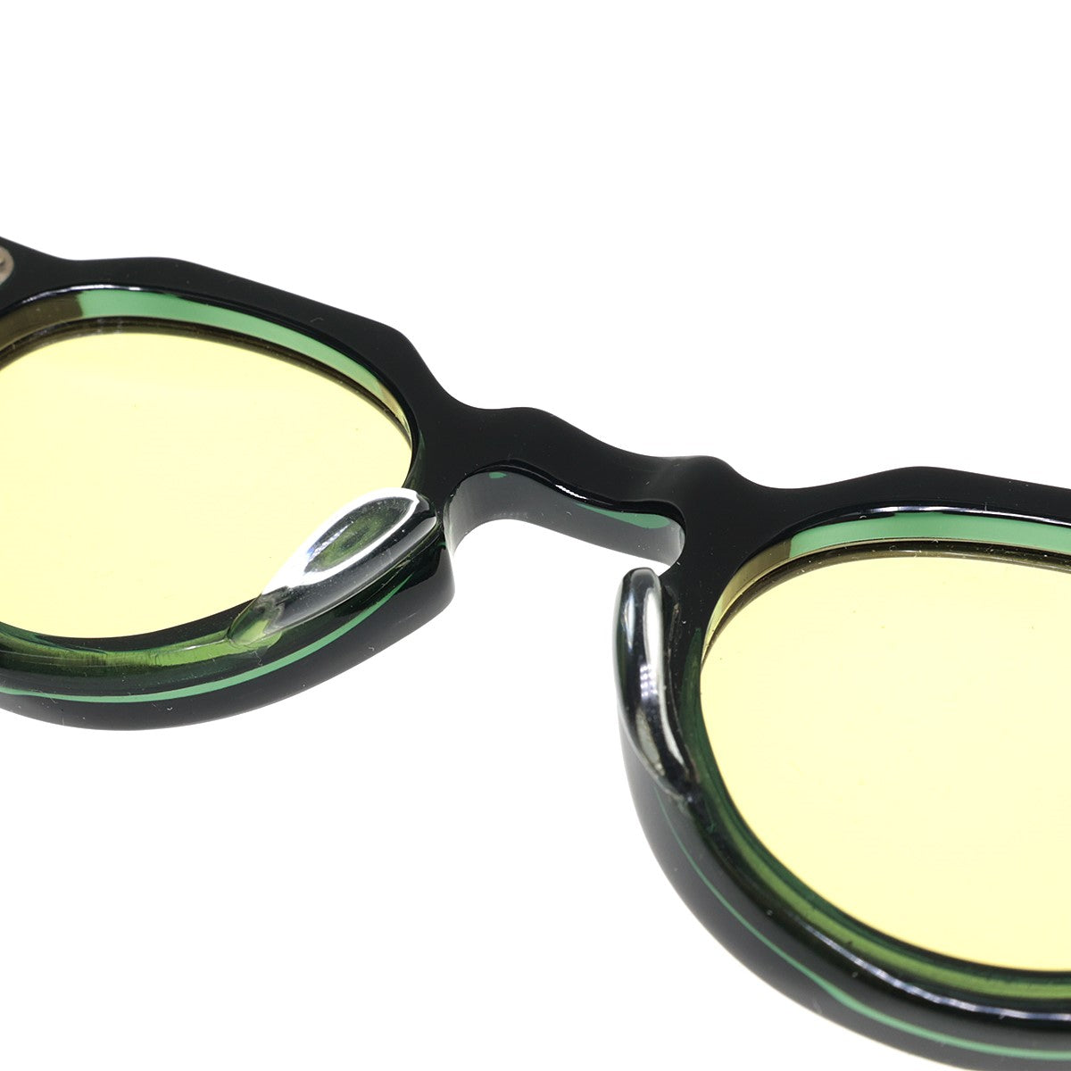 Lesca LUNETIER(レスカ ルネティエ) 岡山眼鏡店限定 CROWN PANTO 8mm Upcycling Acetateクラウンパント  サングラス フレーム：グリーン×ブラック系 レンズ：イエロー系｜【公式】カインドオルオンライン ブランド古着・中古通販【kindal】