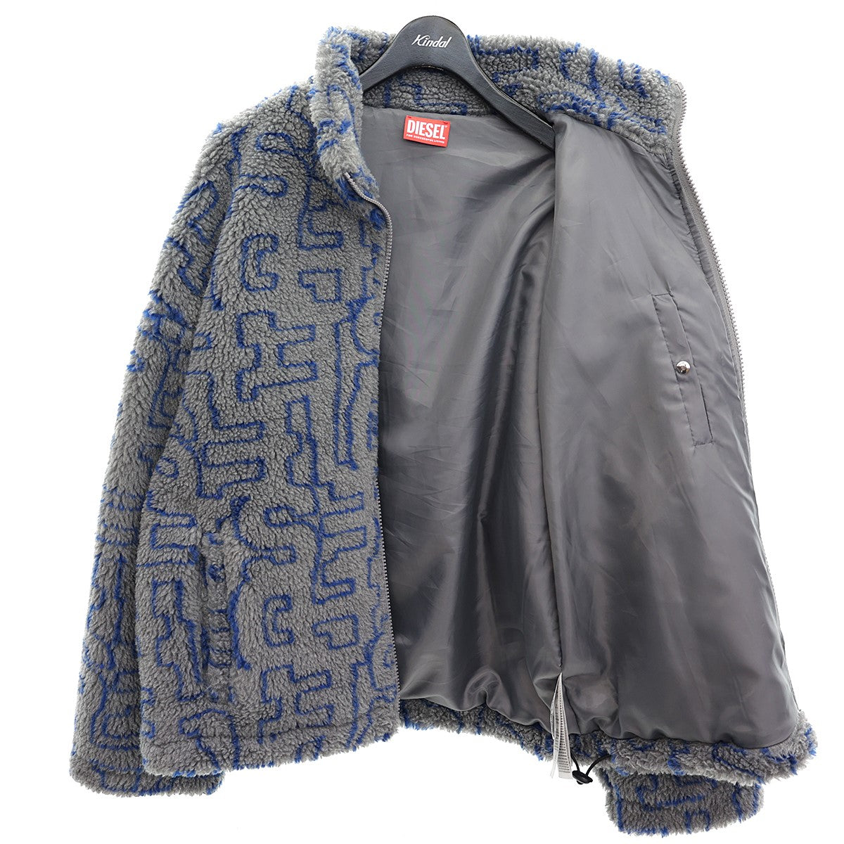 DIESEL(ディーゼル) 23AWSweatshirts S-LUCK総柄ボアフリースジャケット グレー／ブルー サイズ  XS｜【公式】カインドオルオンライン ブランド古着・中古通販【kindal】