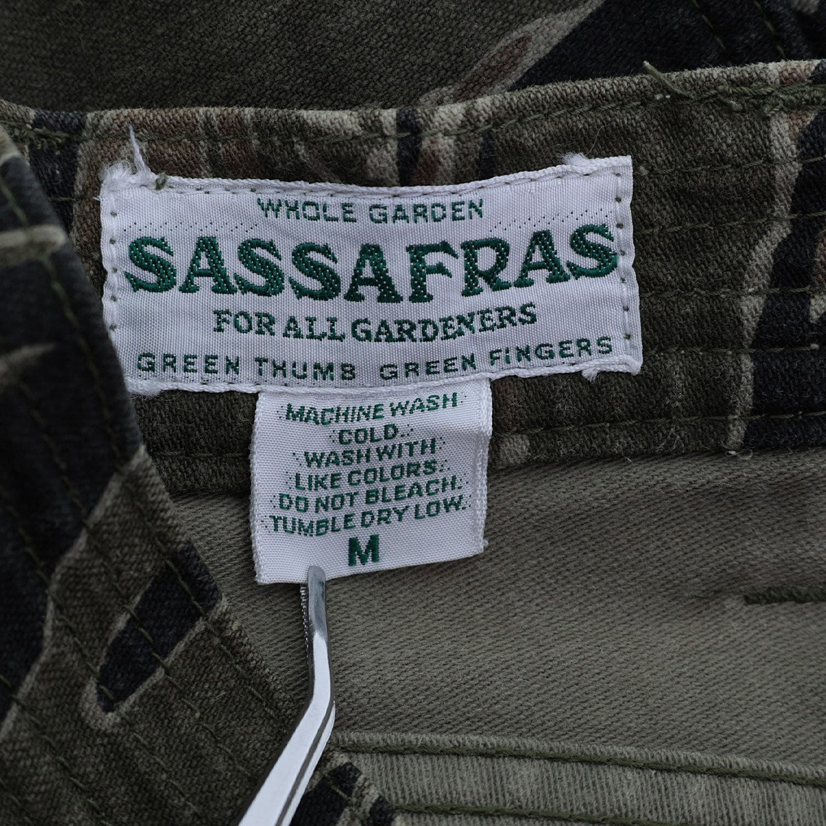 SASSAFRAS(ササフラス) Fall Leaf Pants 1／2タイガーカモフォールリーフパンツ1／2 カーキ サイズ  M｜【公式】カインドオルオンライン ブランド古着・中古通販【kindal】