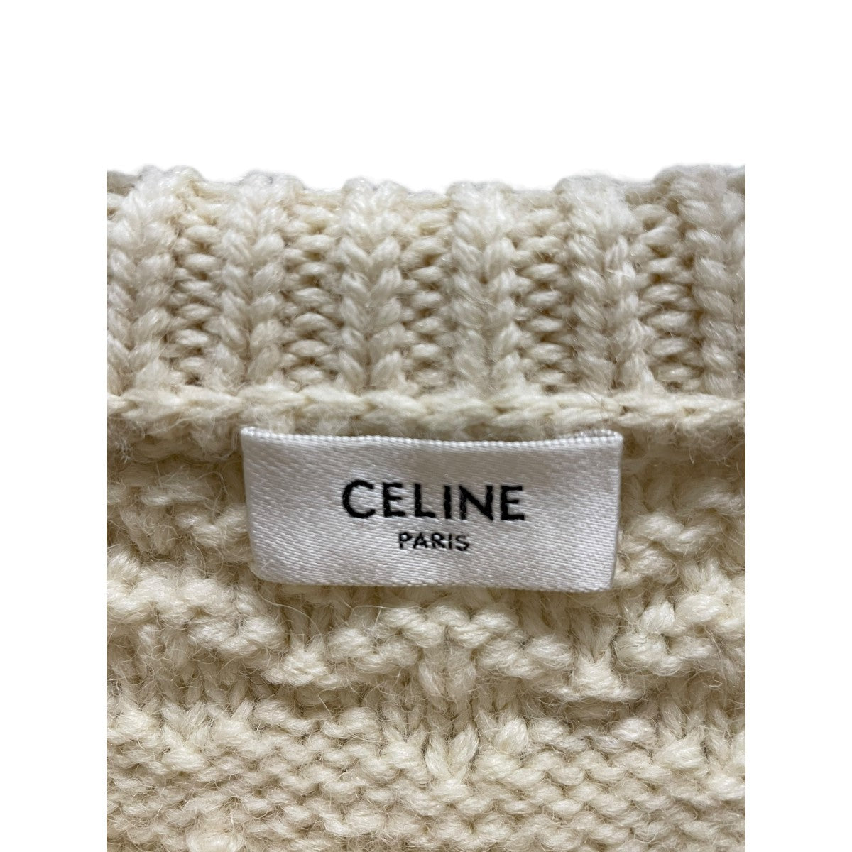 セリーヌ CELINE トリオンフニット 2AD09305T ホワイト サイズ：S CELINE(セリーヌ) トリオンフニット2AD09305T 2AD09305T