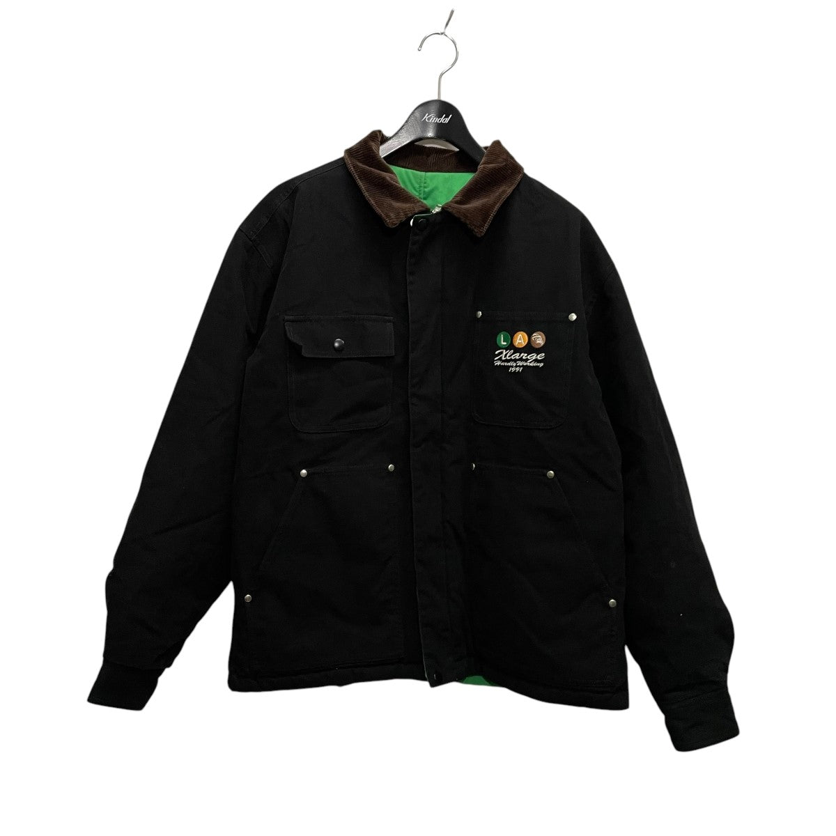 X-LARGE(エクストララージ) REVERSIBLE WORK JACKETワークジャケット101223021007 101223021007  ブラック×グリーン サイズ L｜【公式】カインドオルオンライン ブランド古着・中古通販【kindal】