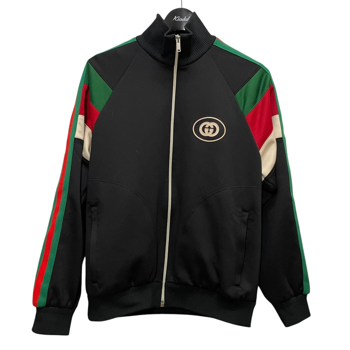 GUCCI(グッチ) Logo-Print Striped Webbing-Trimmed Jersey Bomber