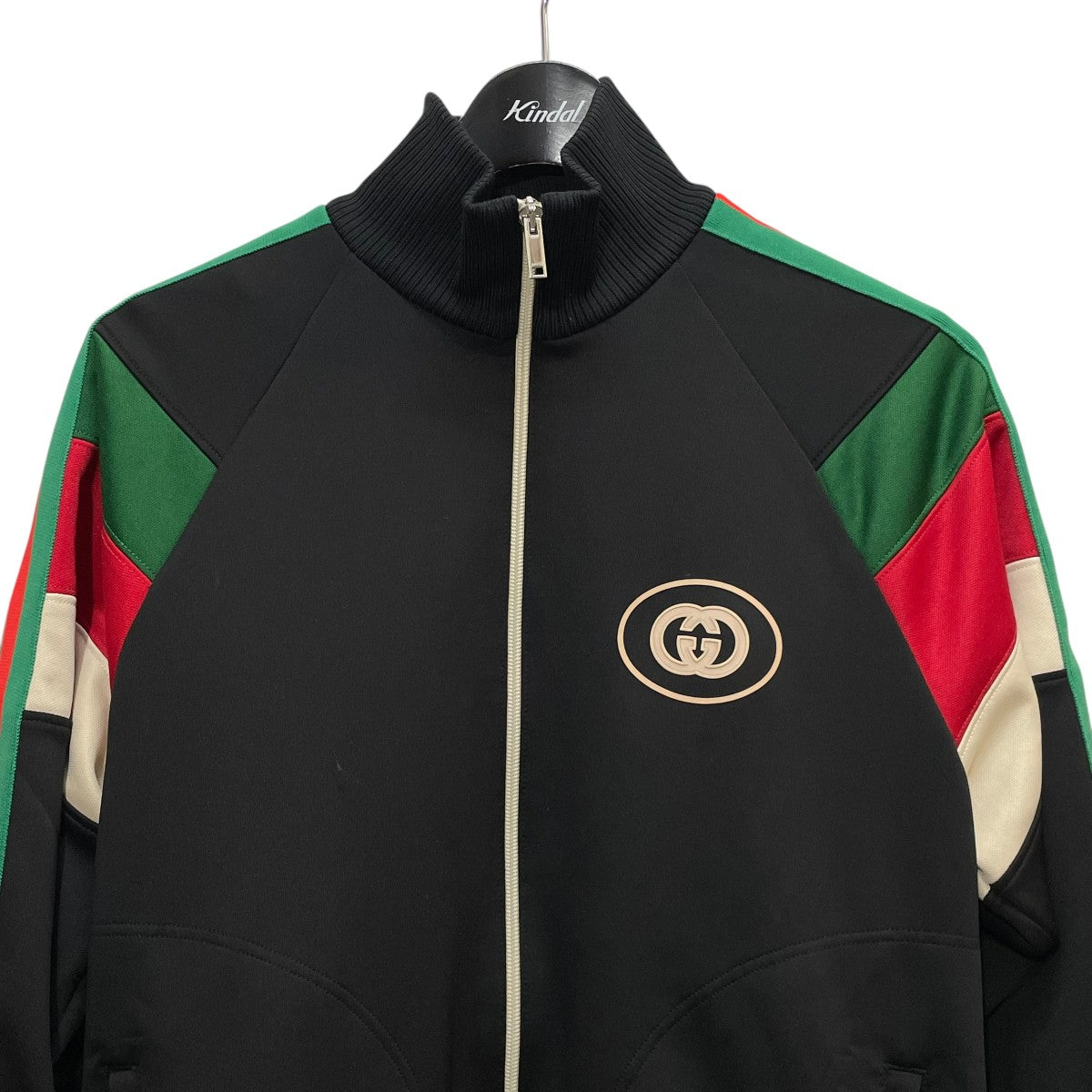 GUCCI(グッチ) Logo-Print Striped Webbing-Trimmed Jersey Bomber