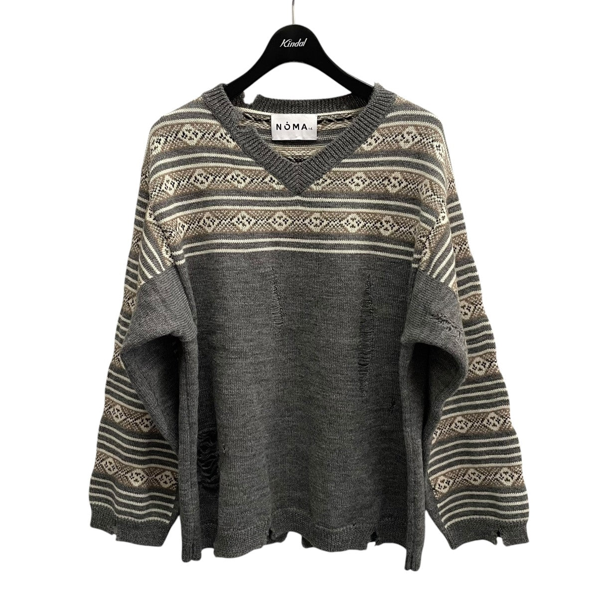 23AWFair isle Damaged SweaterニットN36-KN03