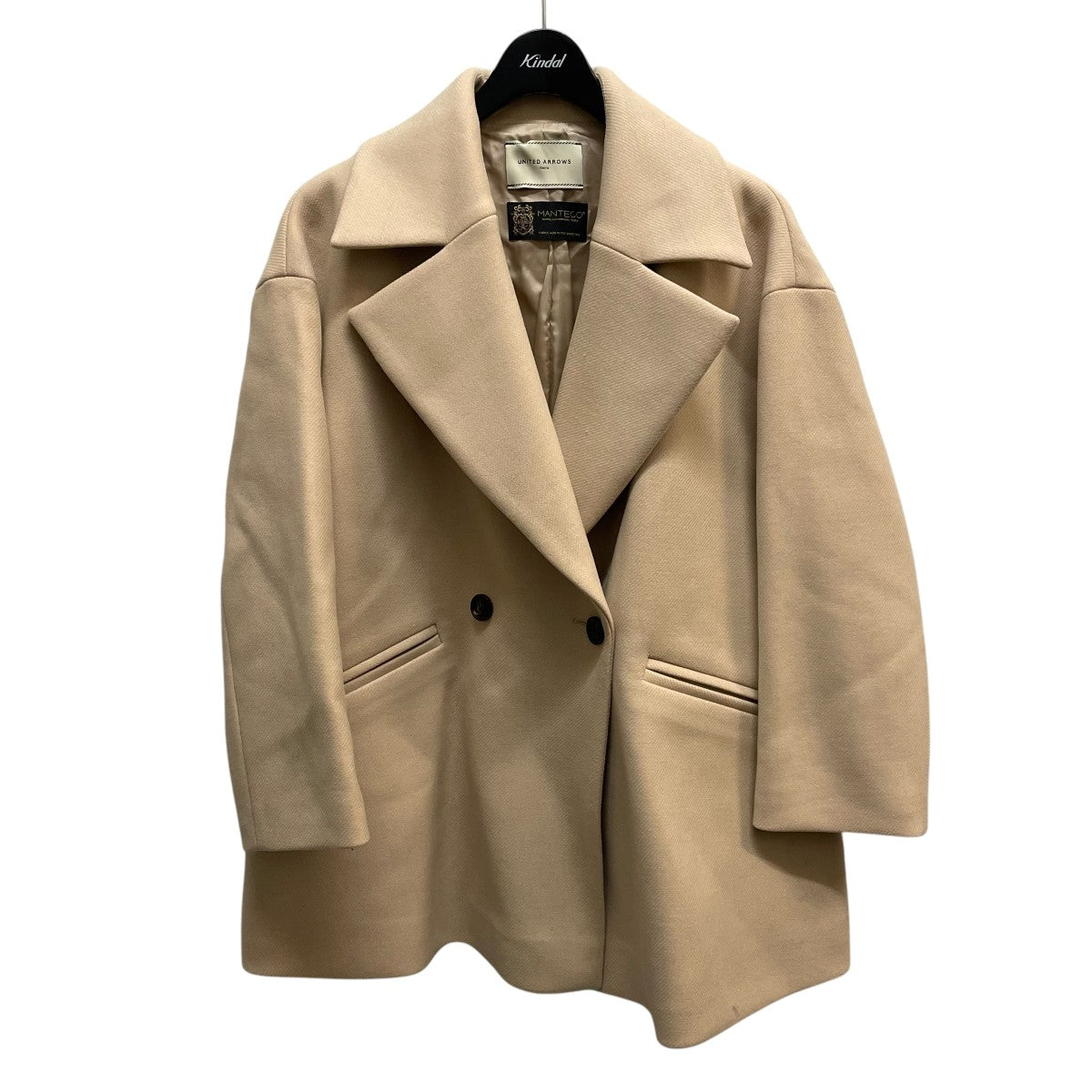 UNITED ARROWS ベージュ/イエロー ウールコート UNITED ARROWS ベージュ/イエロー ウールコート ノーカラー
