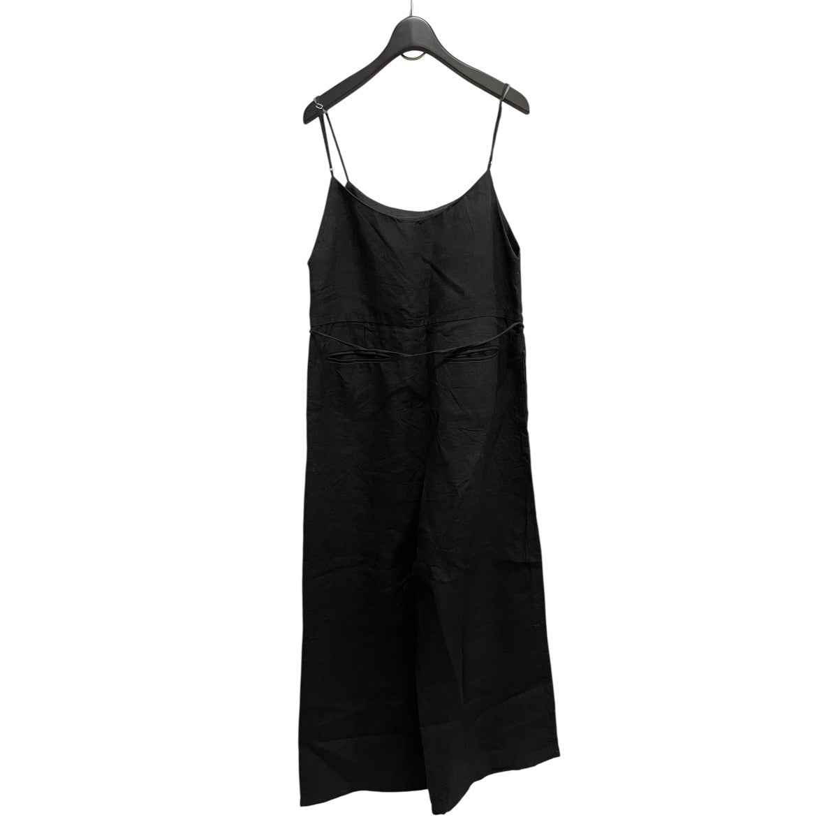 良品 Plage プラージュ サロペット 36 黒 コットンポリリネンストレッチ Plage(プラージュ) Narrow Camisole Salopetteサロペット
