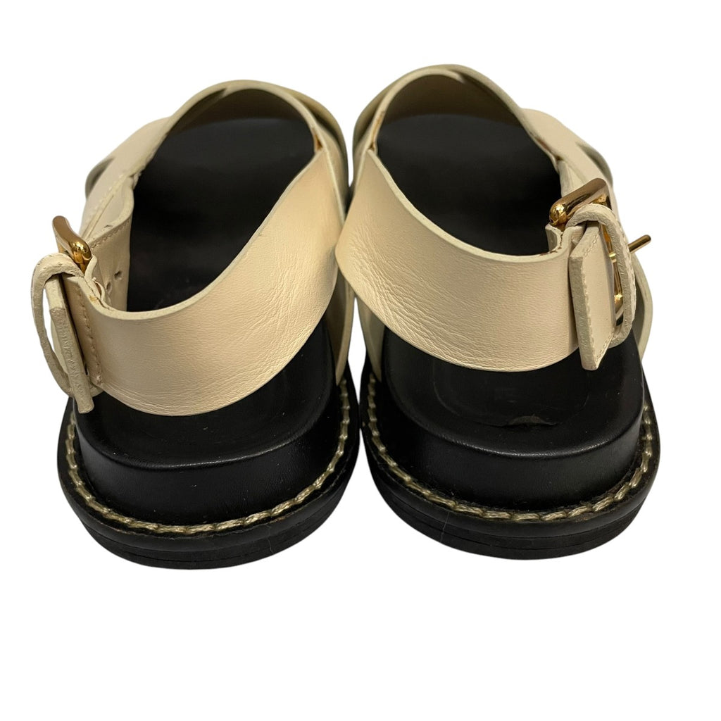 MARNI(マルニ) レザー製フスベットクロスストラップサンダル ベージュ 