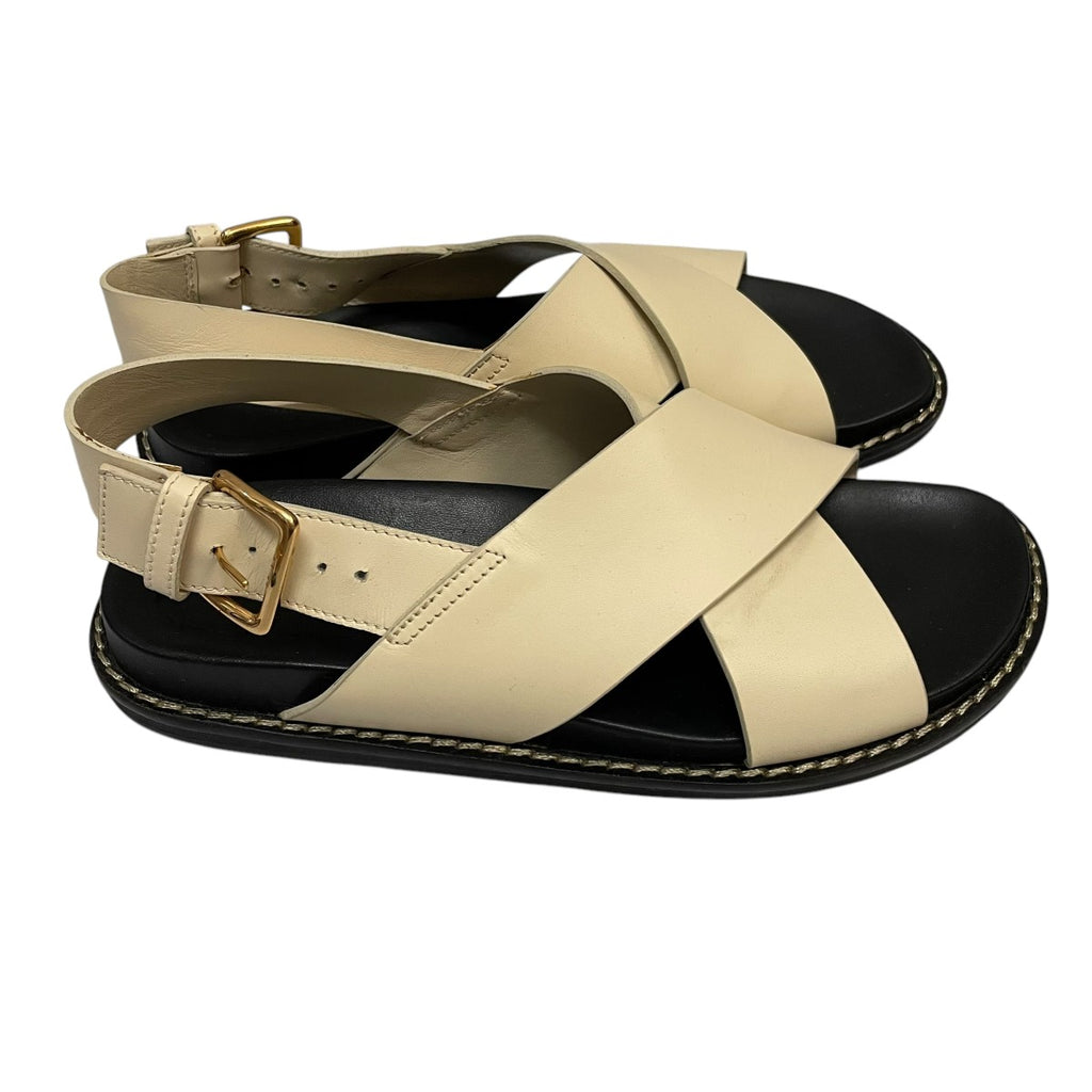 MARNI(マルニ) レザー製フスベットクロスストラップサンダル ベージュ 