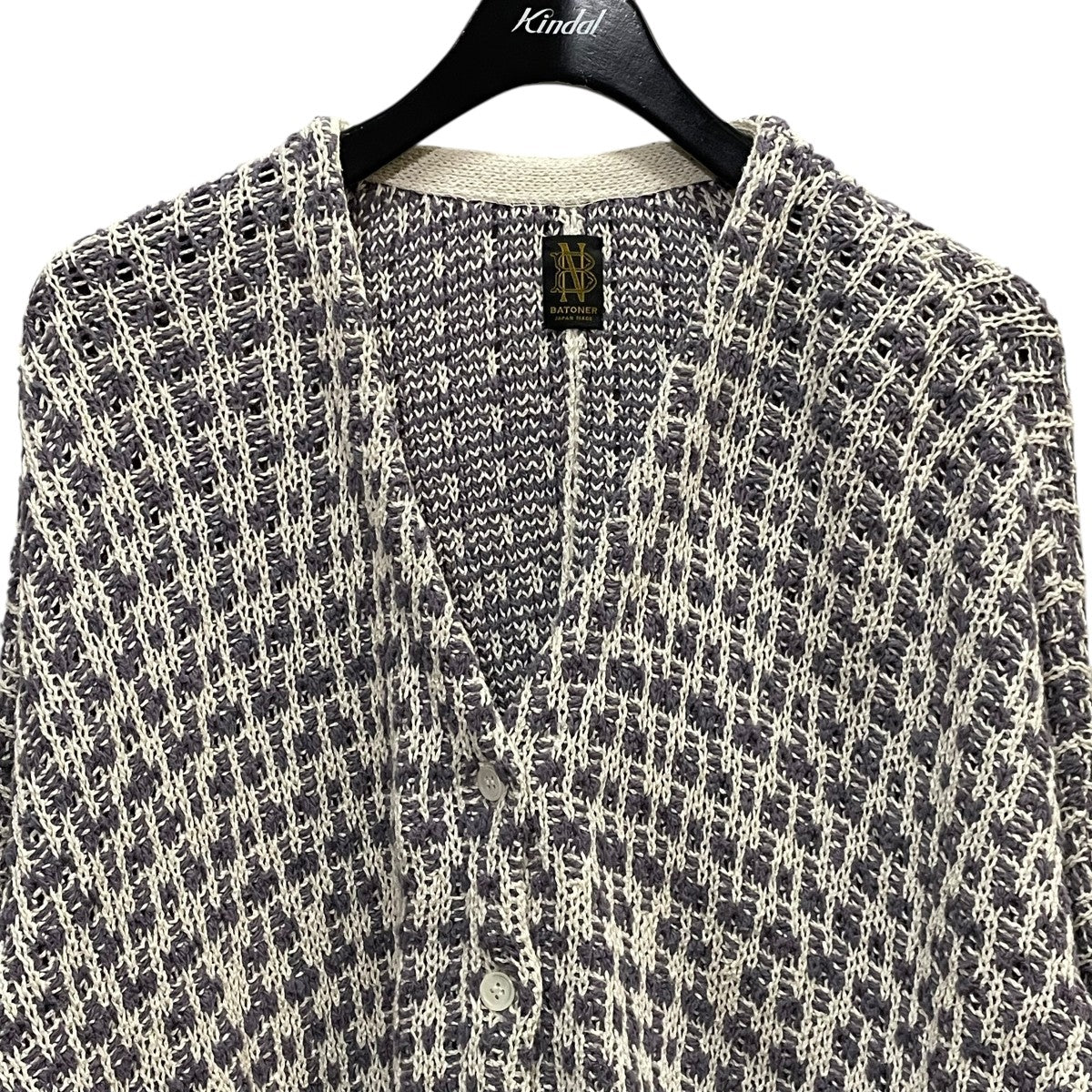 バトナー BATONER MIX JACQUARD CARDIGAN カーディガン BN-24SL-023 アイボリー×パープル サイズ：1 BATONER(バトナー) MIX JACQUARD CARDIGANカーディガンBN-24SL