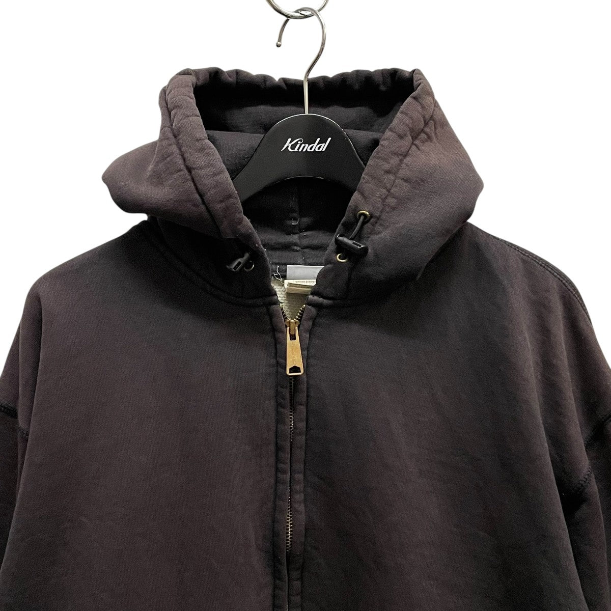 90s US古着　carhartt パーカーＬ　ブラウン　袖ロゴ　裏起毛　大き目 Carhartt プルオーバー メンズ 長袖 カーハート パーカー 大きい