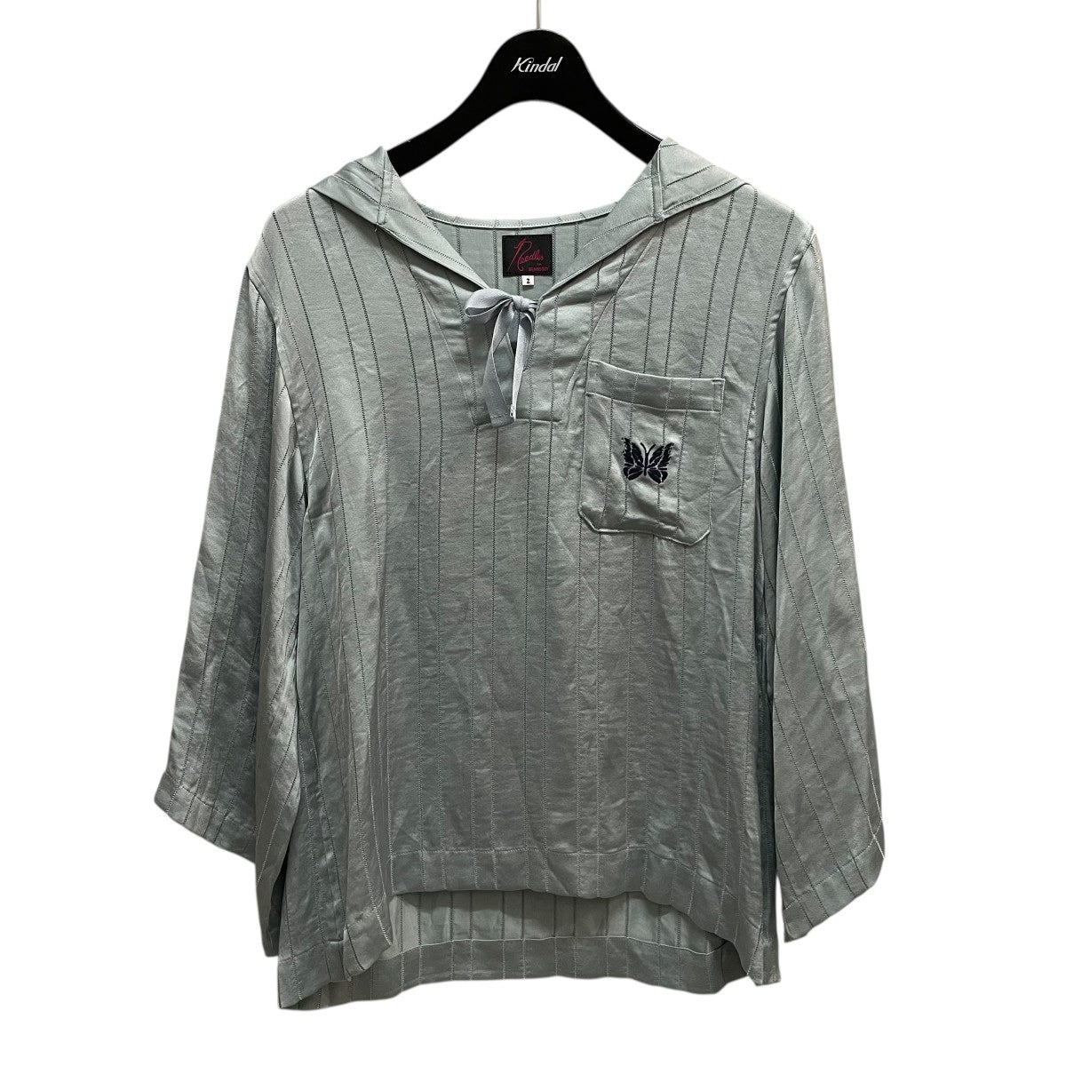 ニードルス Needles Gathered Blouse-Pply Crush Velour ベロアシャツ DI160 グレー サイズ：2 Needles(ニードルス) Gathered Blouse-Pply Crush Velourベロア